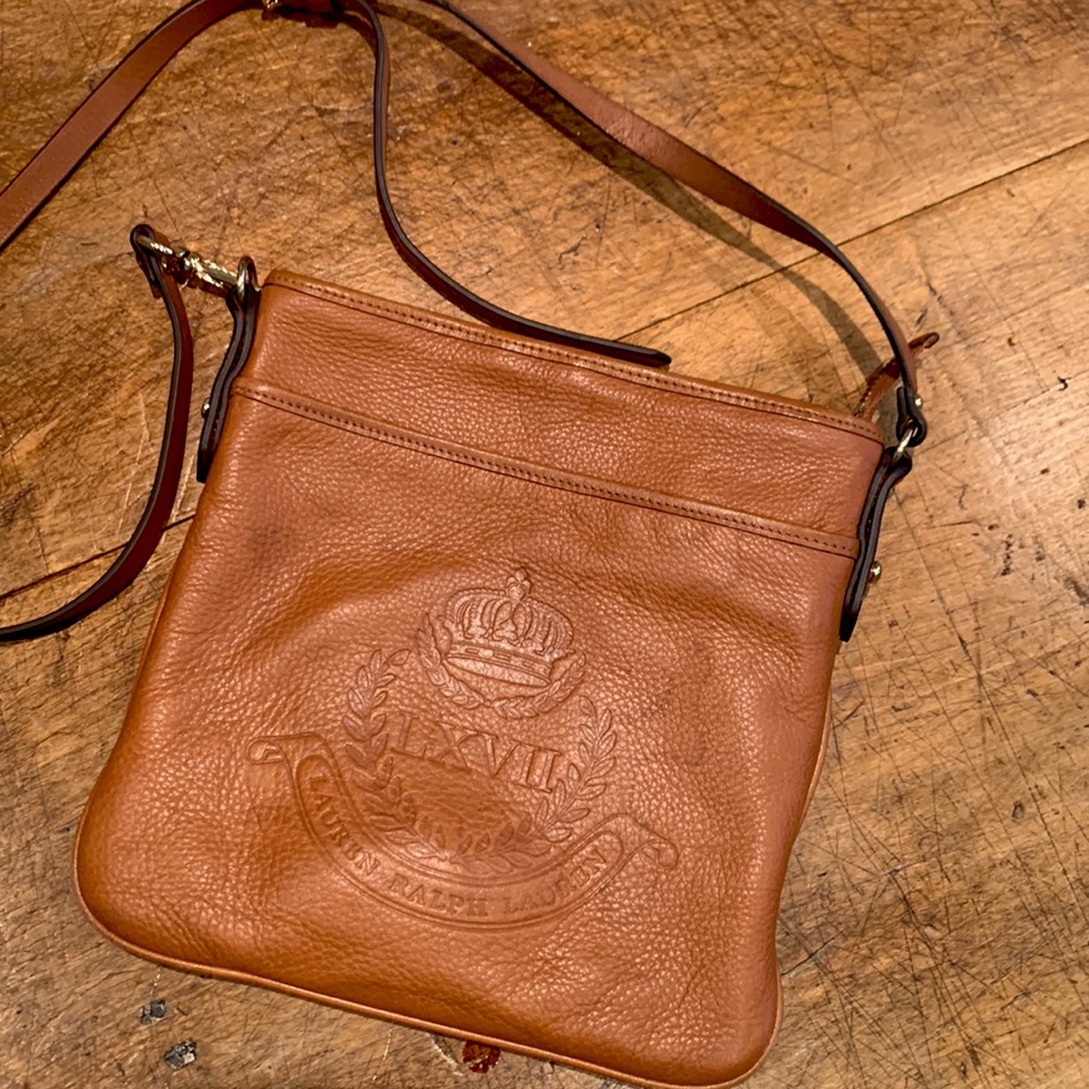Tan Leather Cross body bag by Ralph Lauren